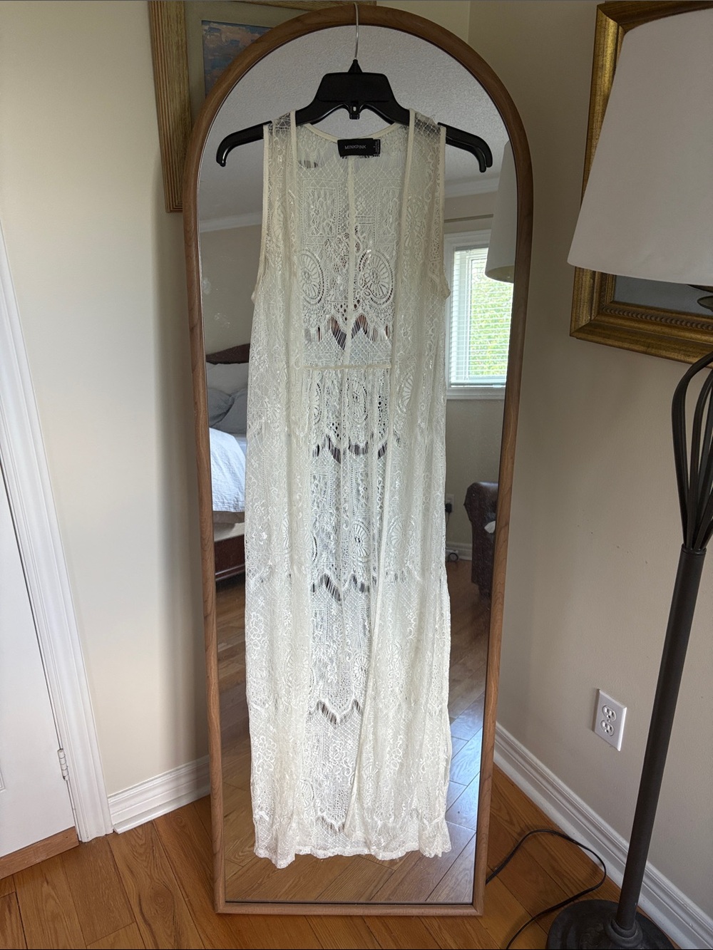 MINKPINK Ivory Crochet Lace Maxi Vest